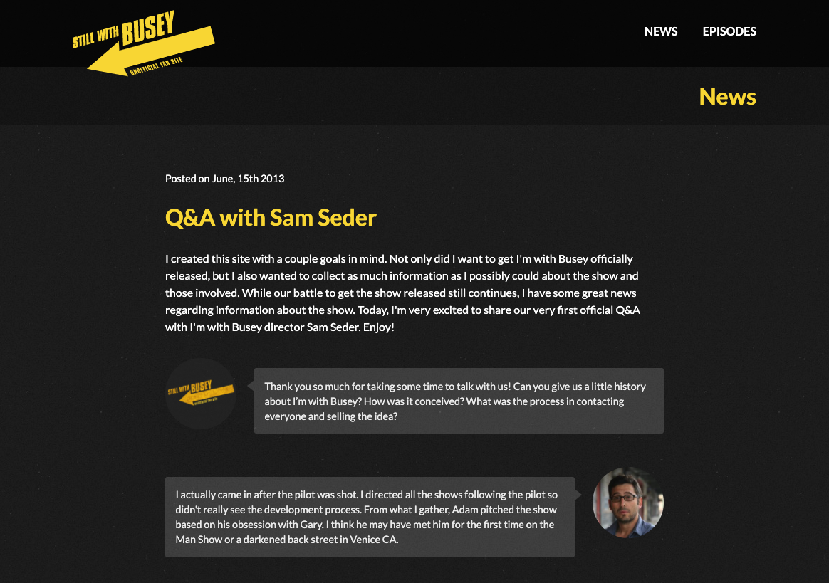 A screenshot of the website displaying an interview with the director of the show.