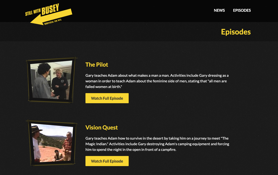 A screenshot of the website displaying the episode list.